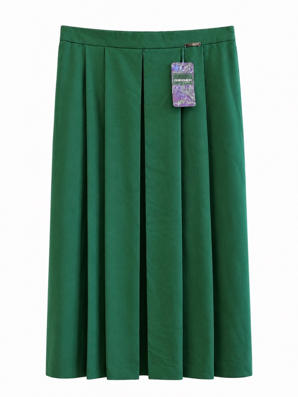 Vintage 90’s Geiger Austria NWT Green Wool Pleated Midi Skirt Size 38/ 6-8 US - Picture 2 of 12